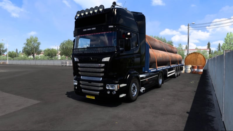 Scania V8 Open pipe with Lepidas Team exhaust system (With working 2 tones exhaust system)